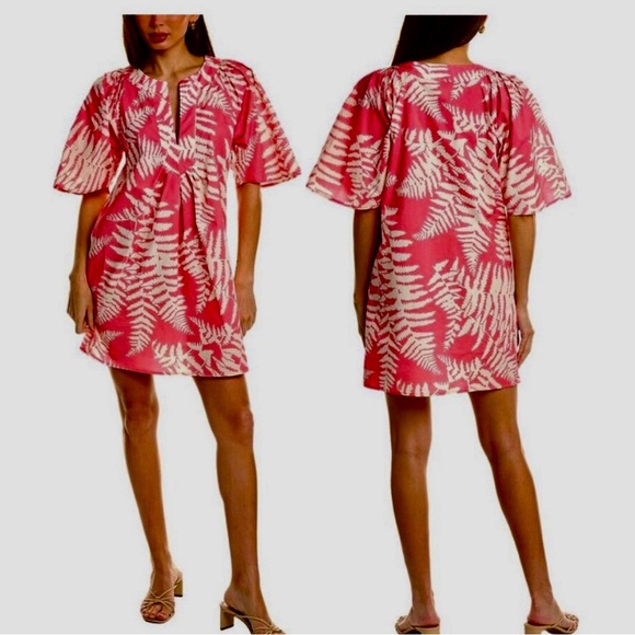 Flora Bea Nyc Dresses & Skirts - FLORA BAE, NEW YORK. NWT. Stefanie Cotton Shift Dress -Pink w/ Tropical Print XS